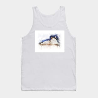 Watercolor Illustration of a Calico Cat Tank Top